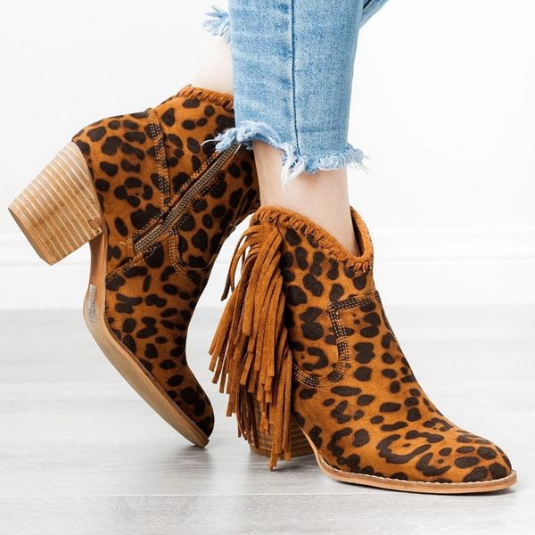 2019 new fashion ankle boots women leopard tassel side zip women's boots high heel short party shoes 35-43, Black
2019 new fashion ankle boots women leopard tassel side zip women's boots high heel short party shoes 35-43, Black