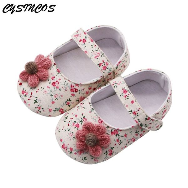 cysincos 2020 new infant baby girls shoes breathable floral print anti-slip with flower casual sneakers toddler soft soled shoes