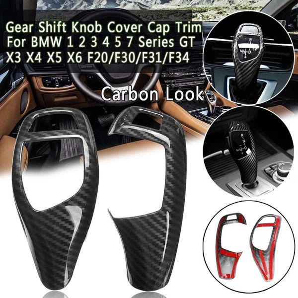 

left driving 2 type carbon look car gear shift knob cover cap trim for 1 2 3 4 5 7 series gt x3 x4 x5 x6 f20/f30/f31/f34