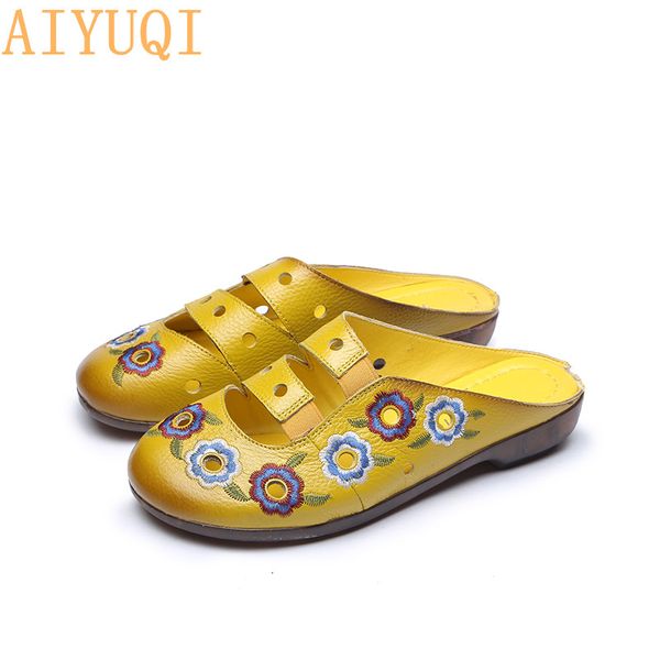 aiyuqi women summer slippers 2019 new genuine leather sandals women embroidered flat bottom mother slippers casual footwear, Black
aiyuqi women summer slippers 2019 new genuine leather sandals women embroidered flat bottom mother slippers casual footwear, Black