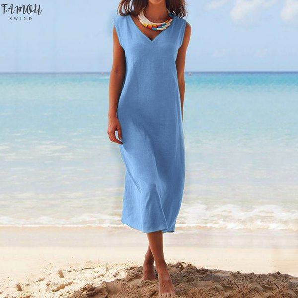 women summer dress solid color sleeveless v neck cotton linen casual party long dresses summer dress 2020 beach dresses new, Black;gray
women summer dress solid color sleeveless v neck cotton linen casual party long dresses summer dress 2020 beach dresses new, Black;gray