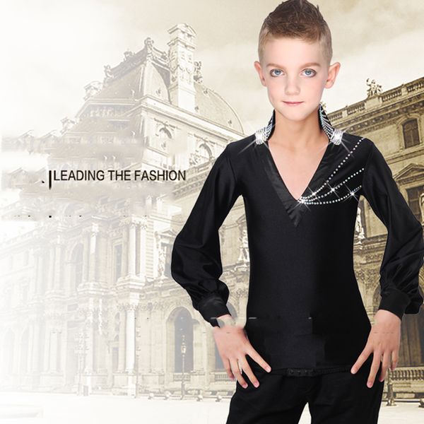 standard new boys latin ballroom dance v collar children long sleeves training or performance dancing wear dwy1132, Black;red
standard new boys latin ballroom dance v collar children long sleeves training or performance dancing wear dwy1132, Black;red