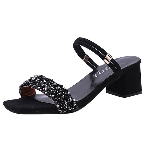 new fashion summer shoes women bling rhinestone sandals women square toe high heel shoes casual party sandals slippers, Black
new fashion summer shoes women bling rhinestone sandals women square toe high heel shoes casual party sandals slippers, Black