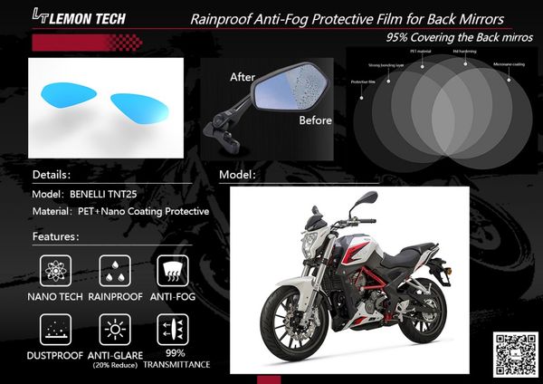 rainproof waterproof anti-fog protective film(2pairs) for benelli tnt25 bj250-15a motorcycle back mirrors
rainproof waterproof anti-fog protective film(2pairs) for benelli tnt25 bj250-15a motorcycle back mirrors