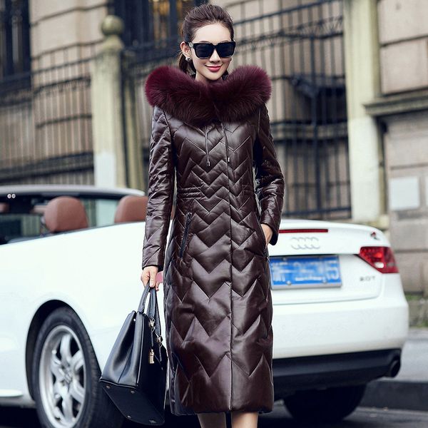 natural sheepskin leather down coat outerwear women real fur collar hooded down jacket new 2019 autumn winter plus size, Black
natural sheepskin leather down coat outerwear women real fur collar hooded down jacket new 2019 autumn winter plus size, Black