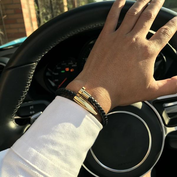 Fa hion leather bracelet jewelry pul eira 6mm for women men tainle teel de ign brand punk nail cuff bracelet hip hop charm bangle gift, Golden;silver
Fa hion leather bracelet jewelry pul eira 6mm for women men tainle teel de ign brand punk nail cuff bracelet hip hop charm bangle gift, Golden;silver