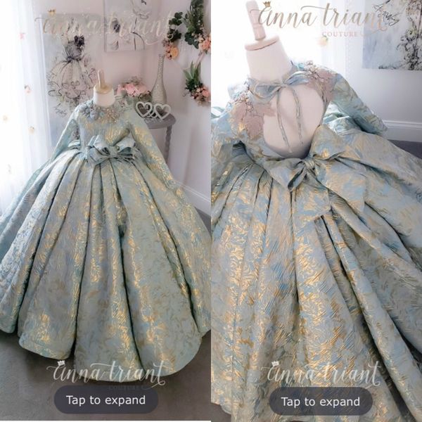 vintage ball gown 2020 new flower girls dresses long sleeve appliqued beads girl pageant dress big bow kids prom dress, White;blue
vintage ball gown 2020 new flower girls dresses long sleeve appliqued beads girl pageant dress big bow kids prom dress, White;blue