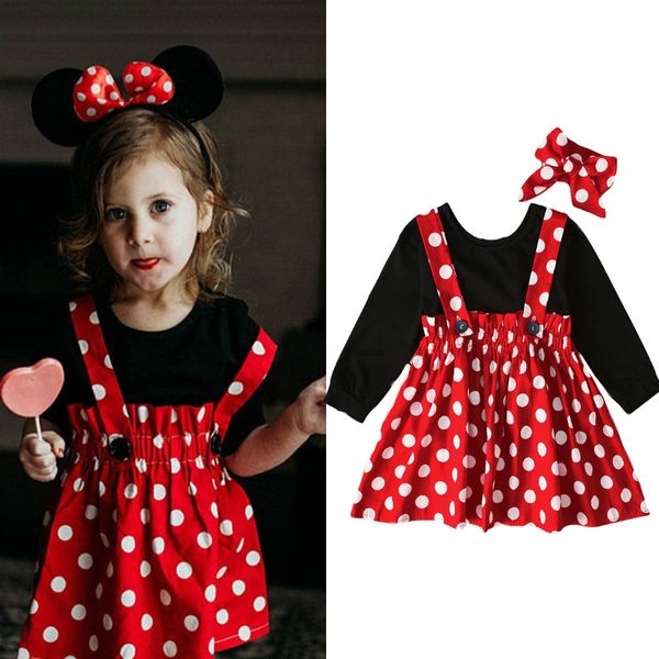 2019 autumn kids baby girl 3pc set black red polka dot skirts overall hairband princess dress kids girl clothing, White
2019 autumn kids baby girl 3pc set black red polka dot skirts overall hairband princess dress kids girl clothing, White