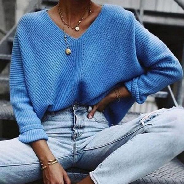 2019 autumn winter blue knitted pullovers women batwing sleeve v-neck loose cashmere sweater female casual korean style jumper, White;black
2019 autumn winter blue knitted pullovers women batwing sleeve v-neck loose cashmere sweater female casual korean style jumper, White;black