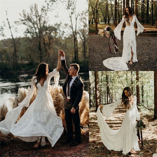 boho a line wedding dresses high v-neck long sleeves appliqued lade bridal dress ruched sweep train beach vestidos de novia cheap, White
boho a line wedding dresses high v-neck long sleeves appliqued lade bridal dress ruched sweep train beach vestidos de novia cheap, White