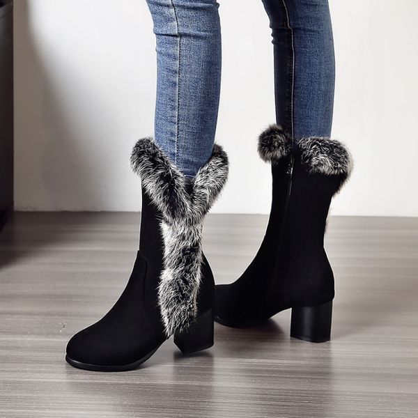 autumn and winter size yard suede fur women's boots comfortable thick heel middle heel warm wool boots medium, Black
autumn and winter size yard suede fur women's boots comfortable thick heel middle heel warm wool boots medium, Black