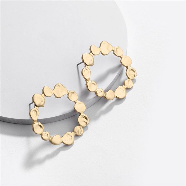 matte gold silver plating chic style irregular shape round stud earring big metal earrings for women, Golden;silver
matte gold silver plating chic style irregular shape round stud earring big metal earrings for women, Golden;silver