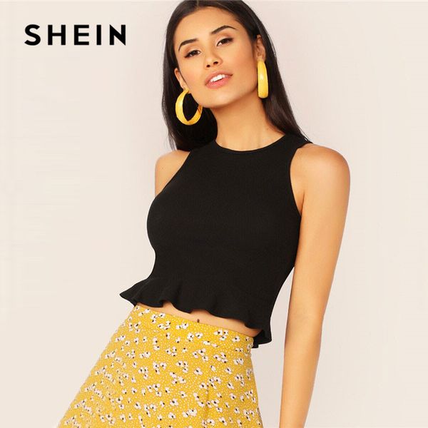 shein rib-knit peplum crop women clothing slim fit stretchy round neck tank elegant solid sleeveless summer ladies, White
shein rib-knit peplum crop women clothing slim fit stretchy round neck tank elegant solid sleeveless summer ladies, White