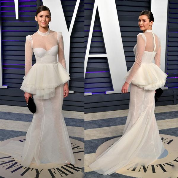 2019 oscar mermaid prom dresses high neck long sleeves evening gowns sweep train modest party gowns cheap, Black
2019 oscar mermaid prom dresses high neck long sleeves evening gowns sweep train modest party gowns cheap, Black