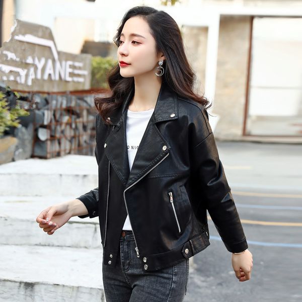 kmetram leather jacket woman spring 2019 streetwear bomber jacket women korean short coat female jackets jaqueta de couro my3441, Black
kmetram leather jacket woman spring 2019 streetwear bomber jacket women korean short coat female jackets jaqueta de couro my3441, Black