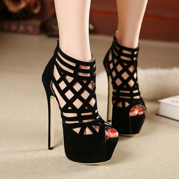 fashion designer 16cm stiletto heel black gladiator sandals peep toe suede hollow platform lady party dress pumps
fashion designer 16cm stiletto heel black gladiator sandals peep toe suede hollow platform lady party dress pumps