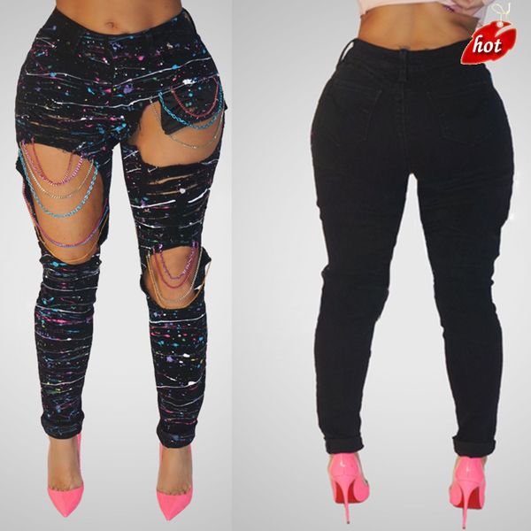 new jeans with holes color paint color chains ripped jeans woman holes denim pants beggar pants women plus size o8r2, Blue
new jeans with holes color paint color chains ripped jeans woman holes denim pants beggar pants women plus size o8r2, Blue