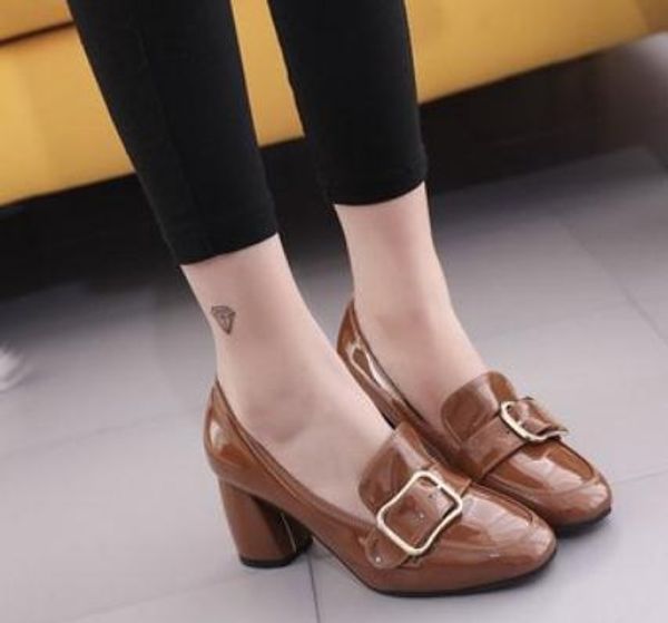 2019 women's shoes in spring and autumn with new style high heel coarse heel square head@2168, Black
2019 women's shoes in spring and autumn with new style high heel coarse heel square head@2168, Black