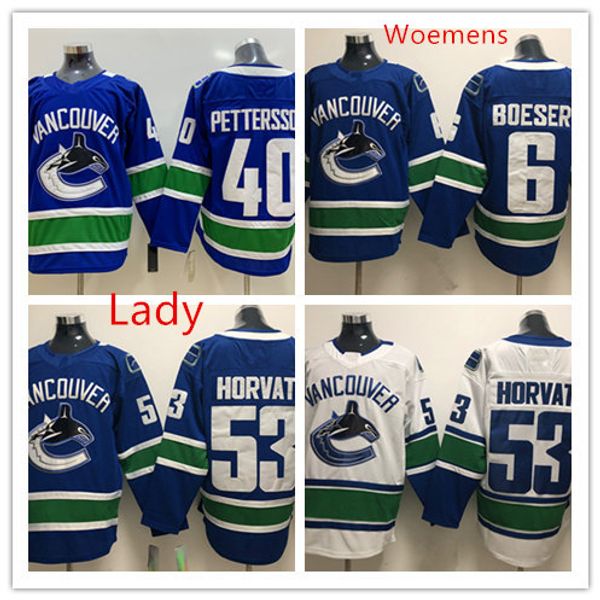 Womens Vancouver Canucks #40 Elias Pettersson Hockey Jersey Lady Stitched #6 Brock Boeser #53 Bo Horvat Vancouver Canucks Jersey 
Womens Vancouver Canucks #40 Elias Pettersson Hockey Jersey Lady Stitched #6 Brock Boeser #53 Bo Horvat Vancouver Canucks Jersey