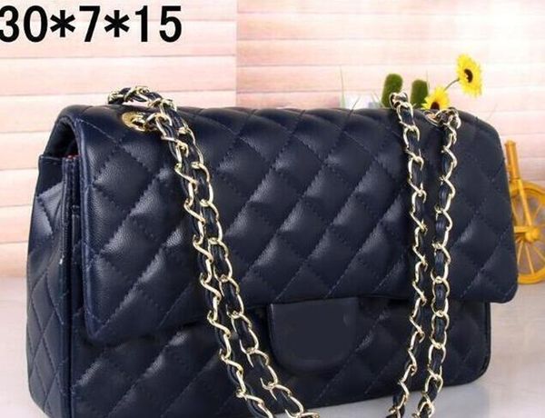 

new style women pu leather large double chains shoulder bag lady flap classical designer clutch bags totes handbags luagage 1002 30x7x15cm