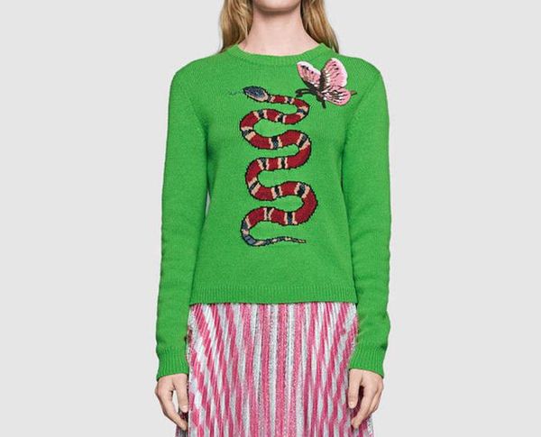 2017 green sleeve length pullovers regular crew gc neck green snake butterfly runway brand same style, White;black
2017 green sleeve length pullovers regular crew gc neck green snake butterfly runway brand same style, White;black