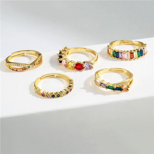 newbuy fashion rainbow color cz stone wedding ring for women gold color crown evil eye open ring adjustable size party jewelry, Silver
newbuy fashion rainbow color cz stone wedding ring for women gold color crown evil eye open ring adjustable size party jewelry, Silver