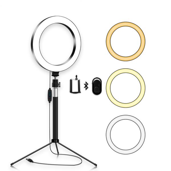 upgrade led ring light 8" with selfie stick for youtube video and makeup, mini deskcamera light stand & cell phone holder
upgrade led ring light 8" with selfie stick for youtube video and makeup, mini deskcamera light stand & cell phone holder