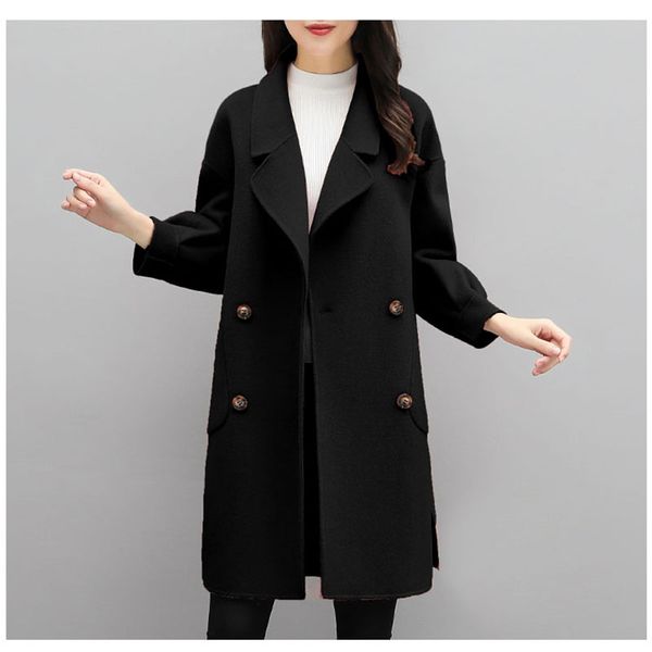 autumn winter new overcoat casual loose double-breasted suit collar woolen coat women's medium long slim fit outwear d306, Black
autumn winter new overcoat casual loose double-breasted suit collar woolen coat women's medium long slim fit outwear d306, Black