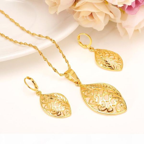 fashion romantic leaf pendant sets necklace earrings fine real gold filled african party jewellery arab bride wedding ethiopian, Silver 
fashion romantic leaf pendant sets necklace earrings fine real gold filled african party jewellery arab bride wedding ethiopian, Silver