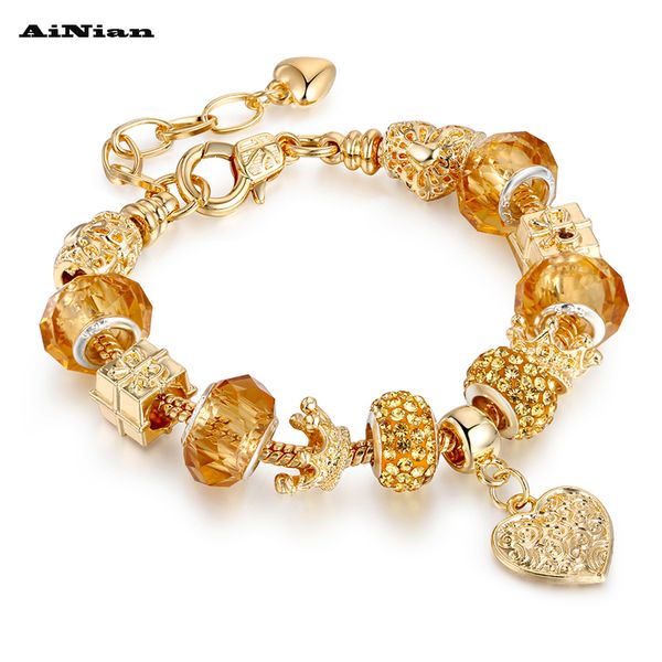 yellow crystal heart charm bracelets&bangles hollow crown gold bracelets for women jewellery pulseira feminina bracelet new, Black
yellow crystal heart charm bracelets&bangles hollow crown gold bracelets for women jewellery pulseira feminina bracelet new, Black