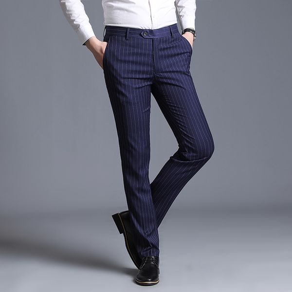 2019 autumn new men's striped suit pants wedding party trousers blue black casual male pant size 29-38, White;black
2019 autumn new men's striped suit pants wedding party trousers blue black casual male pant size 29-38, White;black