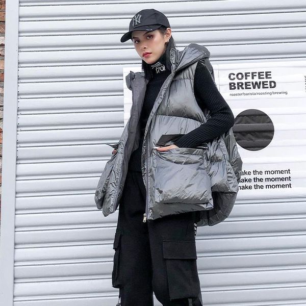 oversize hooded thick vest women's fall / winter solid color cotton coat pocket zip turtleneck loose top, Black;white
oversize hooded thick vest women's fall / winter solid color cotton coat pocket zip turtleneck loose top, Black;white
