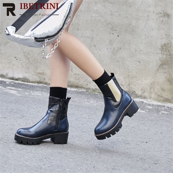 ribetrini plus size 34-43 women motorcycle ankle boots platform zipper closure 5cm med chunky heels mixed color boots female, Black 
ribetrini plus size 34-43 women motorcycle ankle boots platform zipper closure 5cm med chunky heels mixed color boots female, Black
