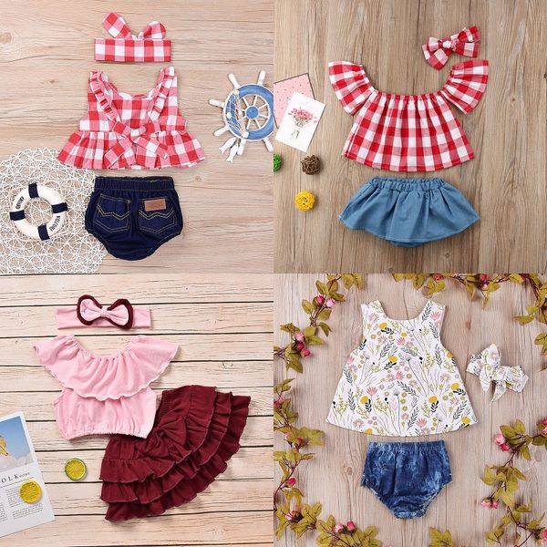 baby girl clothing set plaid ruffle vest shorts with headband three-piece set baby girl clothes kids casual clothes girls 0-5t 07, White 
baby girl clothing set plaid ruffle vest shorts with headband three-piece set baby girl clothes kids casual clothes girls 0-5t 07, White