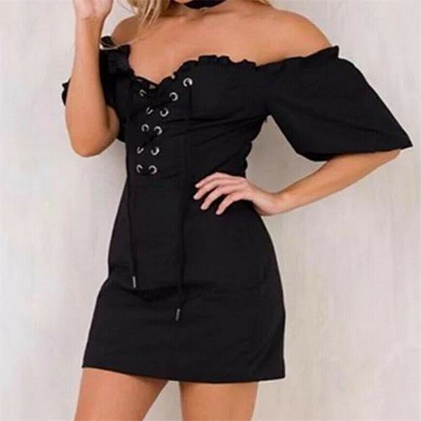 women off shoulder sundress lady lace-up bandge holiday casual summer dresses beach party short sleeve short mini bodycon dress, Black;gray
women off shoulder sundress lady lace-up bandge holiday casual summer dresses beach party short sleeve short mini bodycon dress, Black;gray
