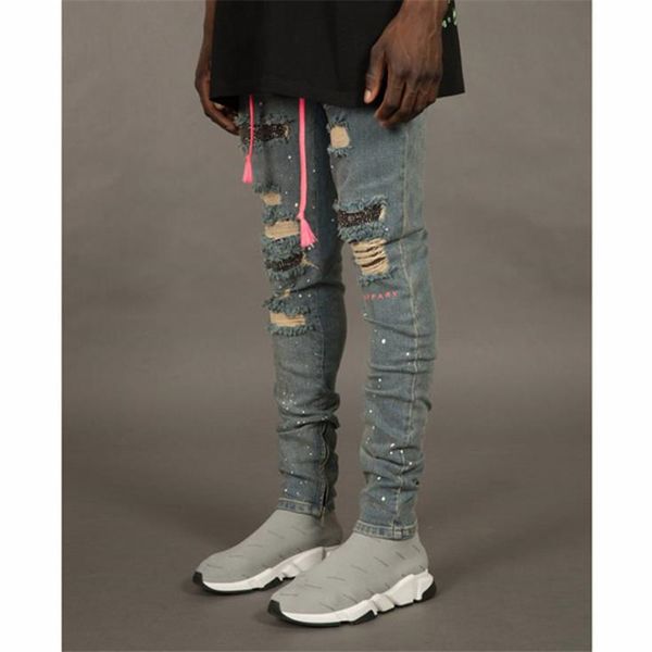 mens sequins hole burrs pencil pants fashion skinny elastic washed summer casual mid waist jeans mens clothing, Blue
mens sequins hole burrs pencil pants fashion skinny elastic washed summer casual mid waist jeans mens clothing, Blue