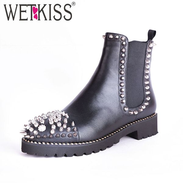 wetkiss punk stud boots women round toe footwear leather female ankle boot fashion casual thick heels shoes woman 2019 spring, Black
wetkiss punk stud boots women round toe footwear leather female ankle boot fashion casual thick heels shoes woman 2019 spring, Black