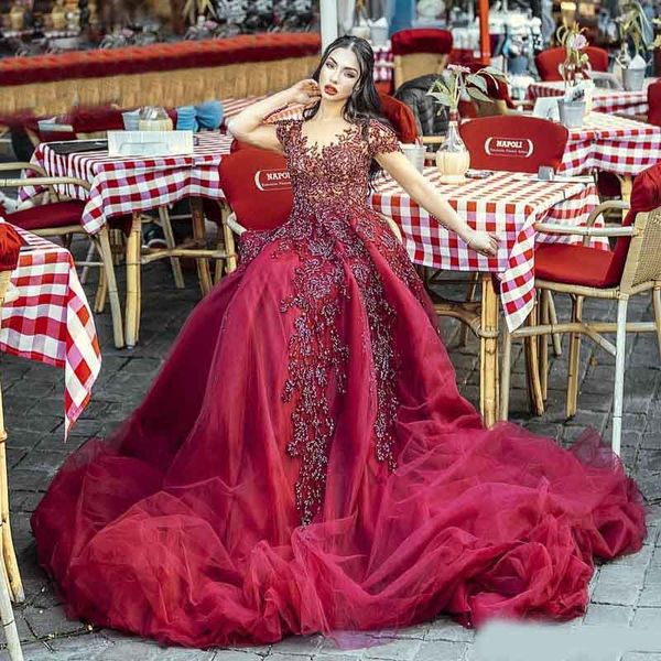 shiny burgundy a line arabic dubai prom dresses scoop neck see through long sleeve beading evening gowns tier tulle skirt robes de soirée, Black;red
shiny burgundy a line arabic dubai prom dresses scoop neck see through long sleeve beading evening gowns tier tulle skirt robes de soirée, Black;red