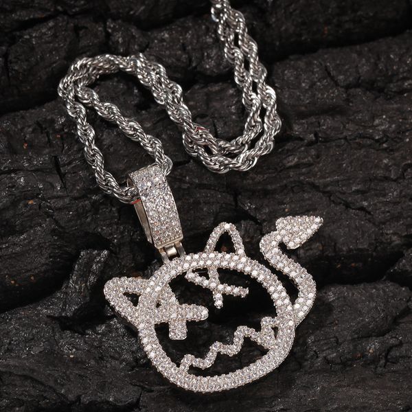 wholesale-cartoon cat little devil necklace for men women hip hop micro paved cubic zirconia necklace new, Silver
wholesale-cartoon cat little devil necklace for men women hip hop micro paved cubic zirconia necklace new, Silver
