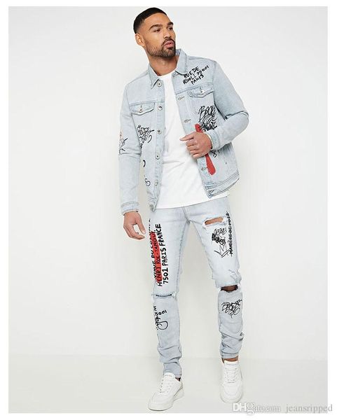 graffiti printed mens jeans letters print holes casual men trousers fashion stretch male denim pencil pants, Black
graffiti printed mens jeans letters print holes casual men trousers fashion stretch male denim pencil pants, Black