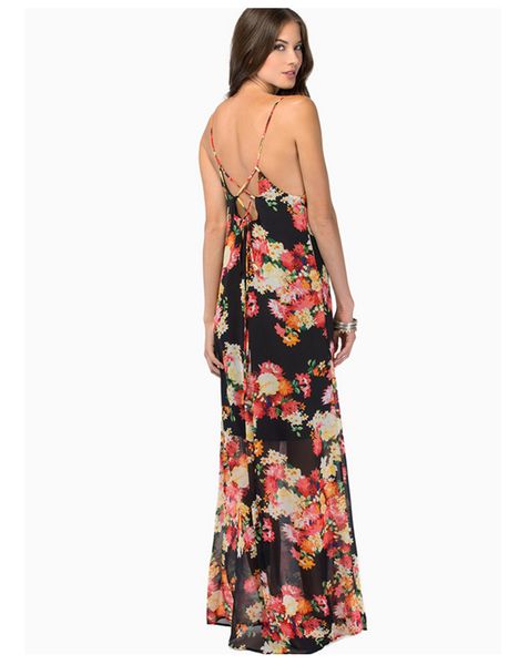 sweet style open back strap pattern chiffon dress summer flower holiday style dress, White;black
sweet style open back strap pattern chiffon dress summer flower holiday style dress, White;black