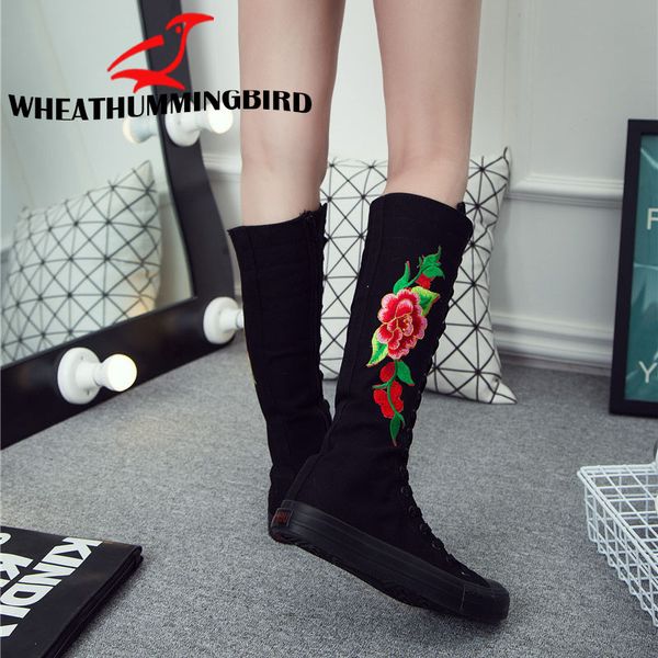 big size 34-43 women fashion high-zipper embroider flat boots long-barreled casual flats canvas boots tall punk shoes ma-78, Black
big size 34-43 women fashion high-zipper embroider flat boots long-barreled casual flats canvas boots tall punk shoes ma-78, Black