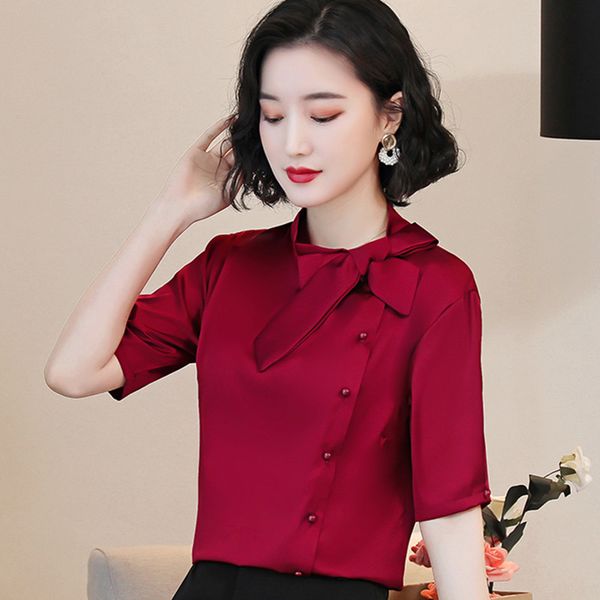 korean silk women blouses women satin bow blouse offfice lady short sleeve shirt plus size blusas mujer de moda 2020, White
korean silk women blouses women satin bow blouse offfice lady short sleeve shirt plus size blusas mujer de moda 2020, White