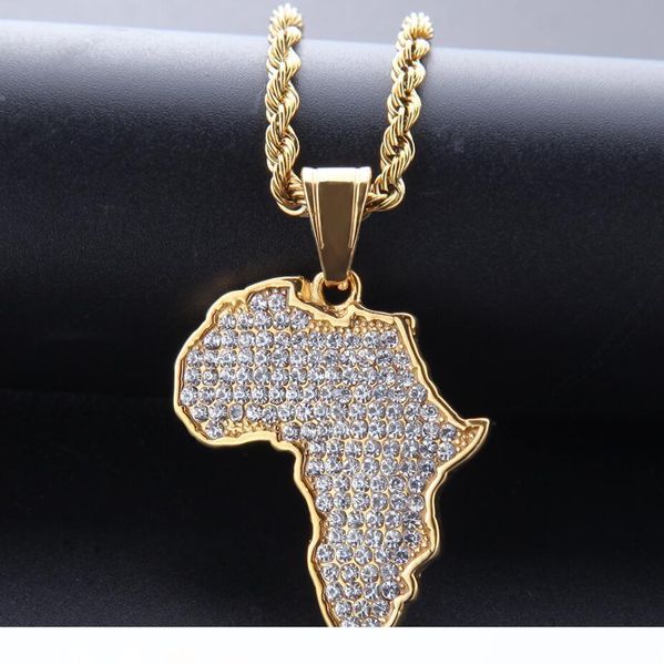 african maps full drill pendant necklaces gold plating punk set auger crystal stainless steel necklace mens women jewelry gifts, Silver
african maps full drill pendant necklaces gold plating punk set auger crystal stainless steel necklace mens women jewelry gifts, Silver