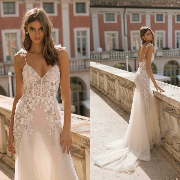 berta 2019 mermaid wedding dresses bridal gowns with jacket spaghett straps lace applique beach wedding dress backless, White
berta 2019 mermaid wedding dresses bridal gowns with jacket spaghett straps lace applique beach wedding dress backless, White