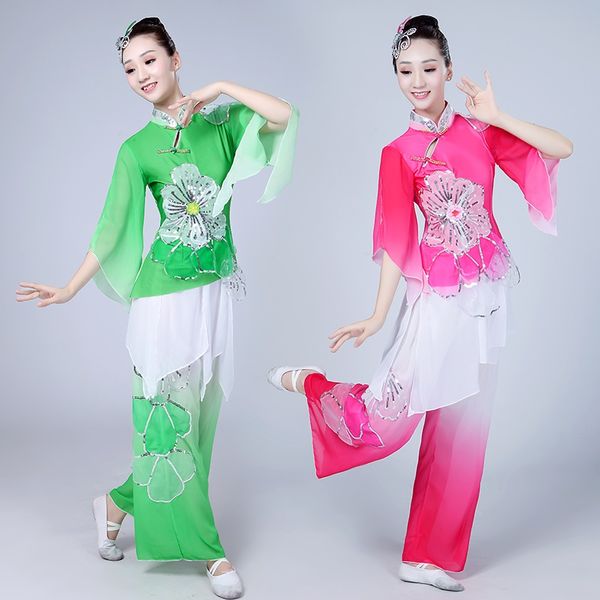 female yangge 2019 new classical dance performance clothing waist middle-aged fan dance national umbrella, Black;red
female yangge 2019 new classical dance performance clothing waist middle-aged fan dance national umbrella, Black;red