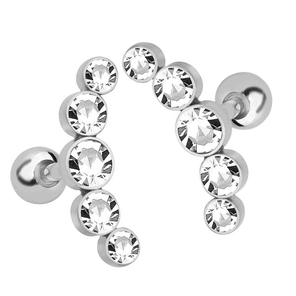 1 pair curve seven stud czech crystal earrings stainless steel ear helix conch piercing, Slivery;golden
1 pair curve seven stud czech crystal earrings stainless steel ear helix conch piercing, Slivery;golden