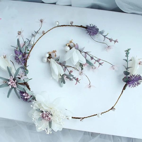 dower me handmade fabric flower women headpiece bridal hair wreath with earrings wedding hair crown accessories j190701, Golden;white
dower me handmade fabric flower women headpiece bridal hair wreath with earrings wedding hair crown accessories j190701, Golden;white