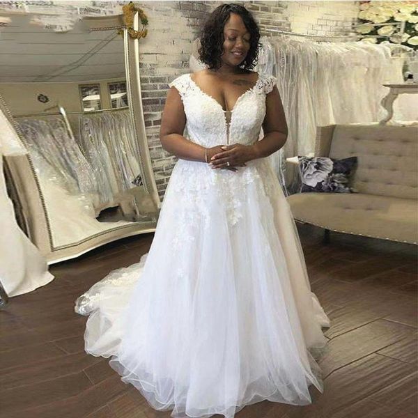 plus size white wedding dresses cap sleeve deep v neck flower appliqued lace a line bridal gowns sweep train vestido de noiva
plus size white wedding dresses cap sleeve deep v neck flower appliqued lace a line bridal gowns sweep train vestido de noiva