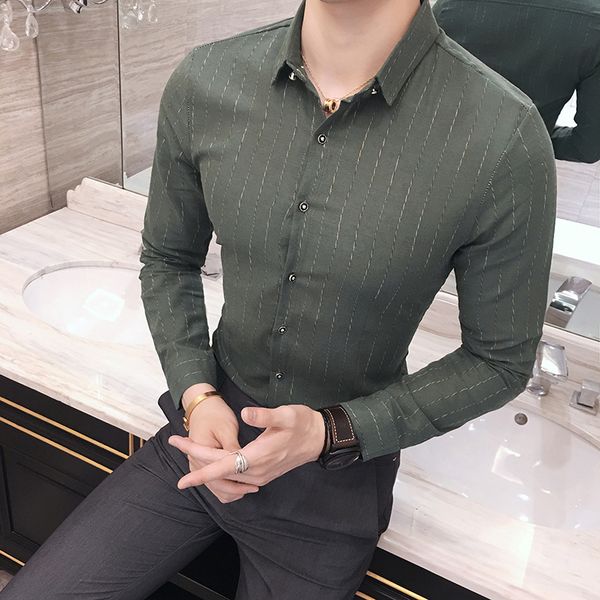 mens formal business shirts men dress casual slim fit long sleeve striped shirt 2020 british style streetwear social men clothes, White;black
mens formal business shirts men dress casual slim fit long sleeve striped shirt 2020 british style streetwear social men clothes, White;black